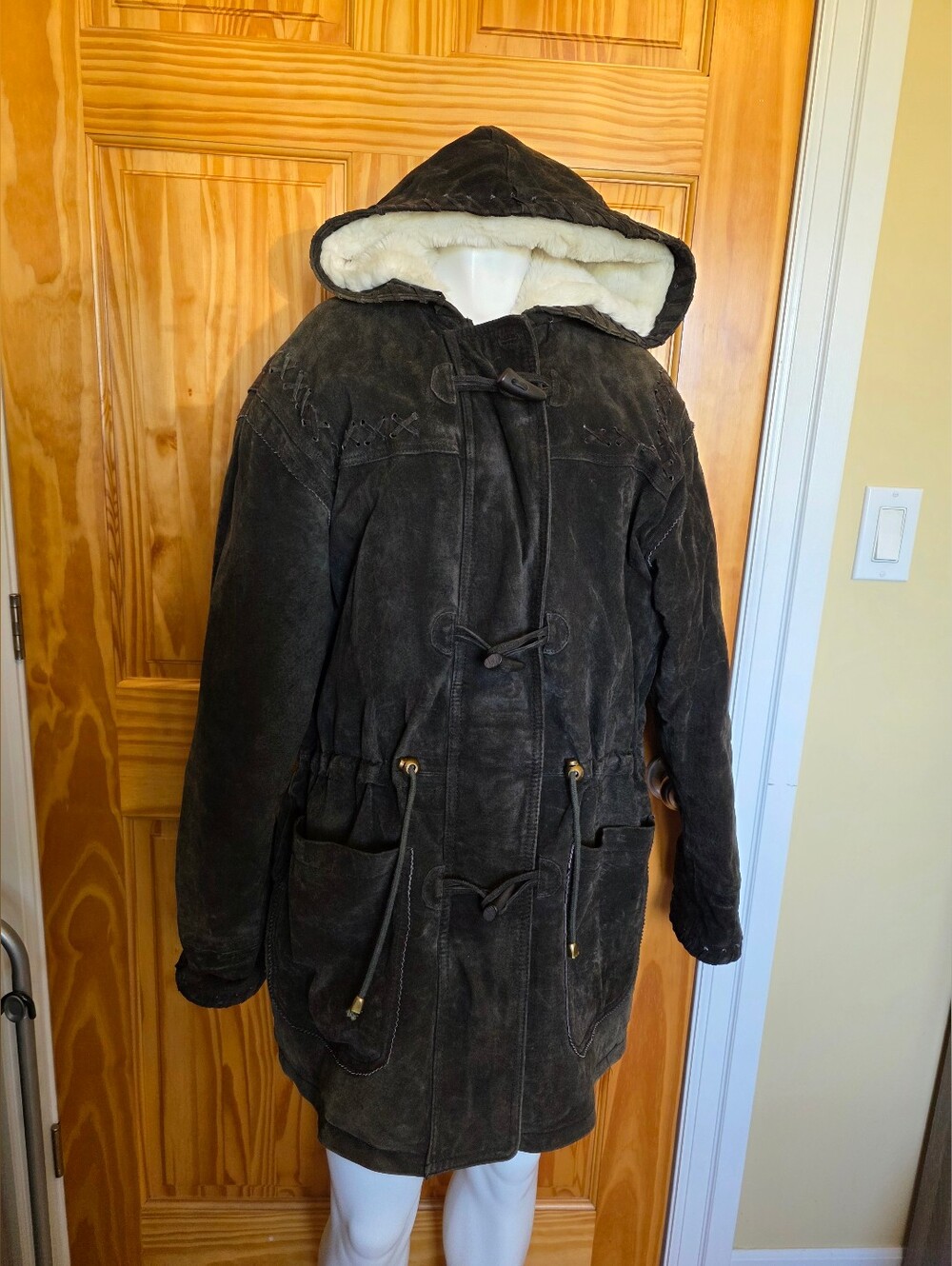 Easy Wear Women's Size S Dark Brown Genuine Leather Drawstring Waist Coat